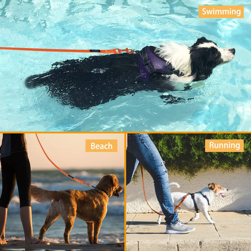 Vivifying Waterproof Dog Leash, 6/20/32ft Dog Training Leash Durable PVC Coated Webbing Long Leash with Soft Handle for Camping, Backyard Playing, Beach and Lake Orange 20ft - BeesActive Australia