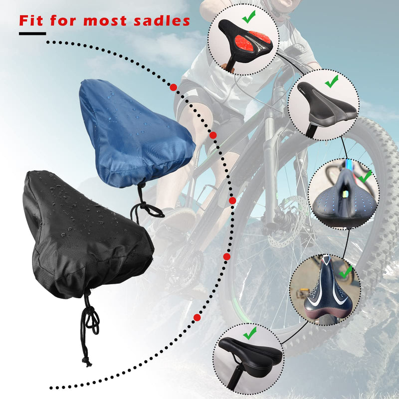 2 Pieces Waterproof Bike Seat Rain Cover with Drawstring Seat Cover Mountain Bike Seat Cover Bicycle Seat Cover Rain Dust Protective Cushion Saddle Cover Navy Bike Rain Cover Accessories for Men Women - BeesActive Australia