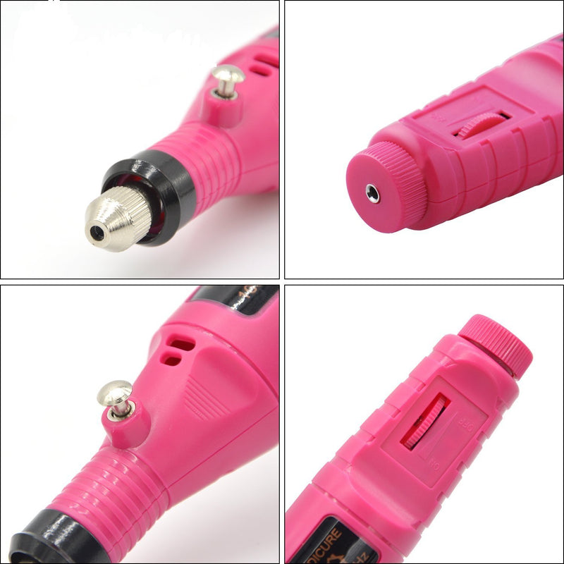 Nail Art Drill Kit File Professional Electric Manicure Pedicure Drill Sander Pen Nail Art Grinder with Multi Sanding Bits and Power Adapter (Light Rose Red) Light Rose Red - BeesActive Australia