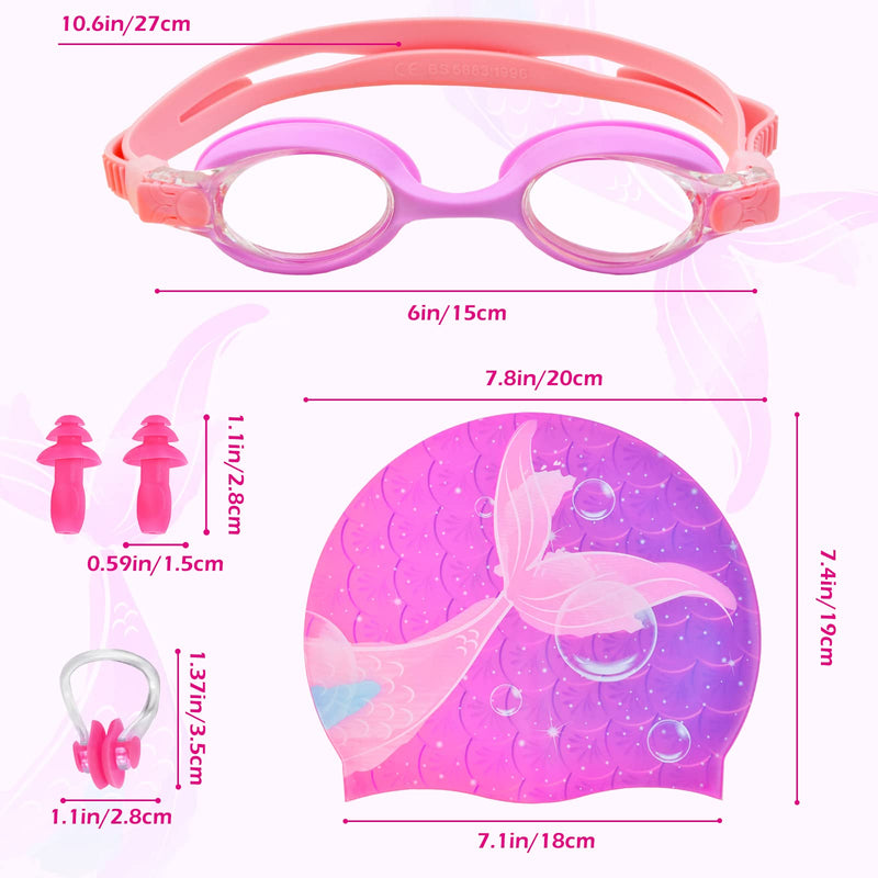 AuSletie Silicone Swim Caps for Kids Girls (Age 3-8), Waterproof Swimming Cap for Kids Toddlers , Durable Comfortable Swimming Caps for Girls, Fit for Long and Short Hair - BeesActive Australia