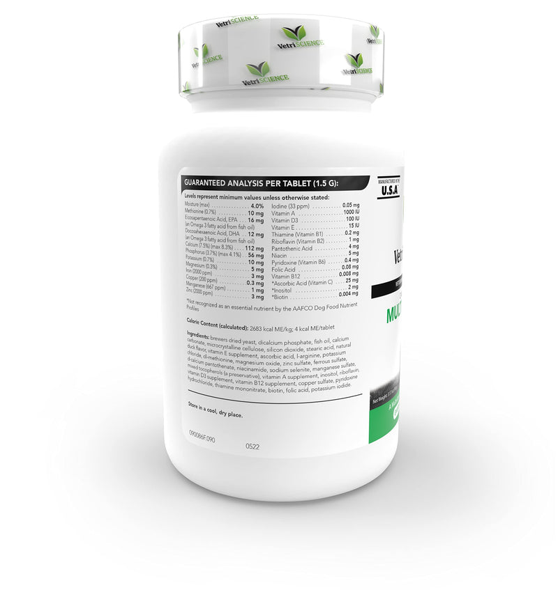 VetriScience Canine Plus MultiVitamin for Dogs - Vet Recommended Vitamin Supplement - Supports Mood, Skin, Coat, Liver Function 90 Tablets - BeesActive Australia