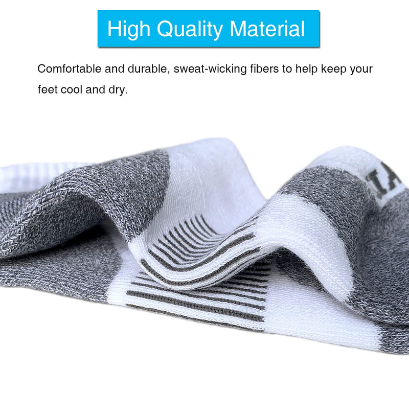 APTYID Men's Athletic Cushioned Ankle Socks (6 Pack) White/Grey 9-11 - BeesActive Australia