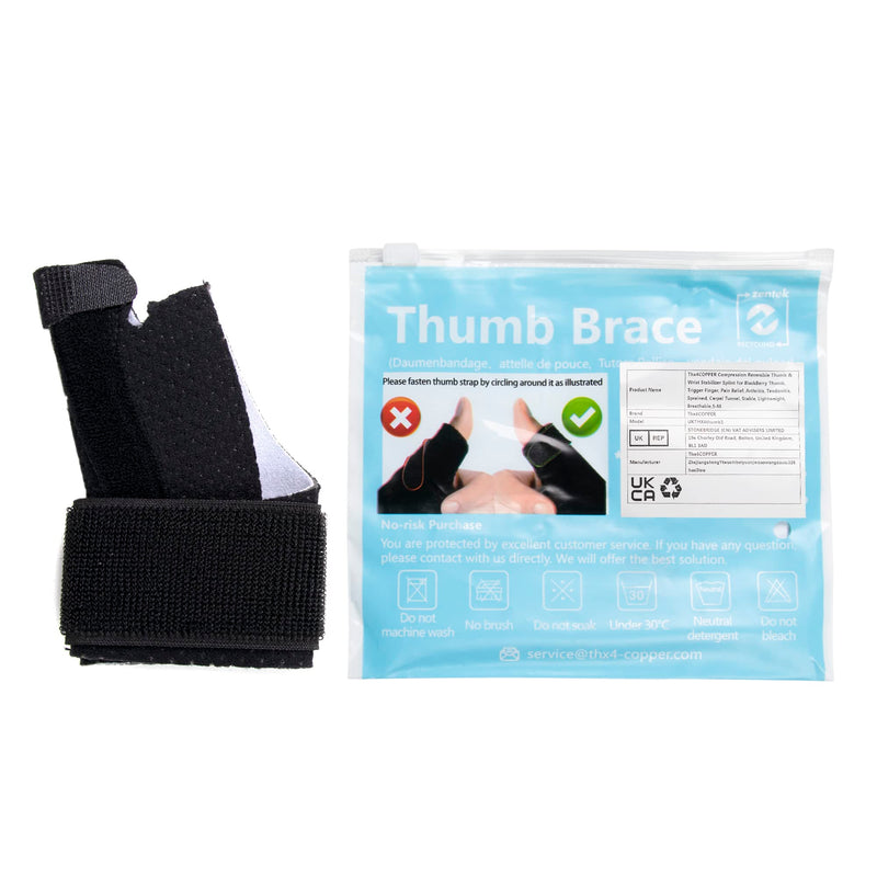 Thx4COPPER Compression Reversible Thumb & Wrist Stabilizer Splint for BlackBerry Thumb, Trigger Finger, Pain Relief, Arthritis, Tendonitis, Sprained, Carpal Tunnel, Stable, Lightweight, Breathable,S-M S-M - BeesActive Australia