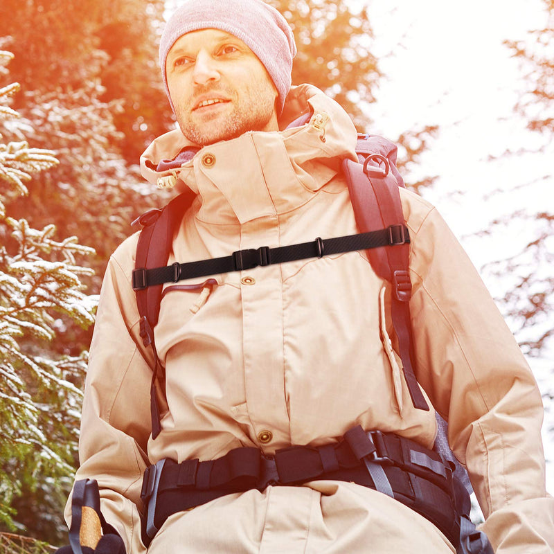2 Pieces Backpack Chest Strap Adjustable Backpack Sternum Strap Chest Belt with Buckle for Hiking and Jogging (Black and Silvery) - BeesActive Australia