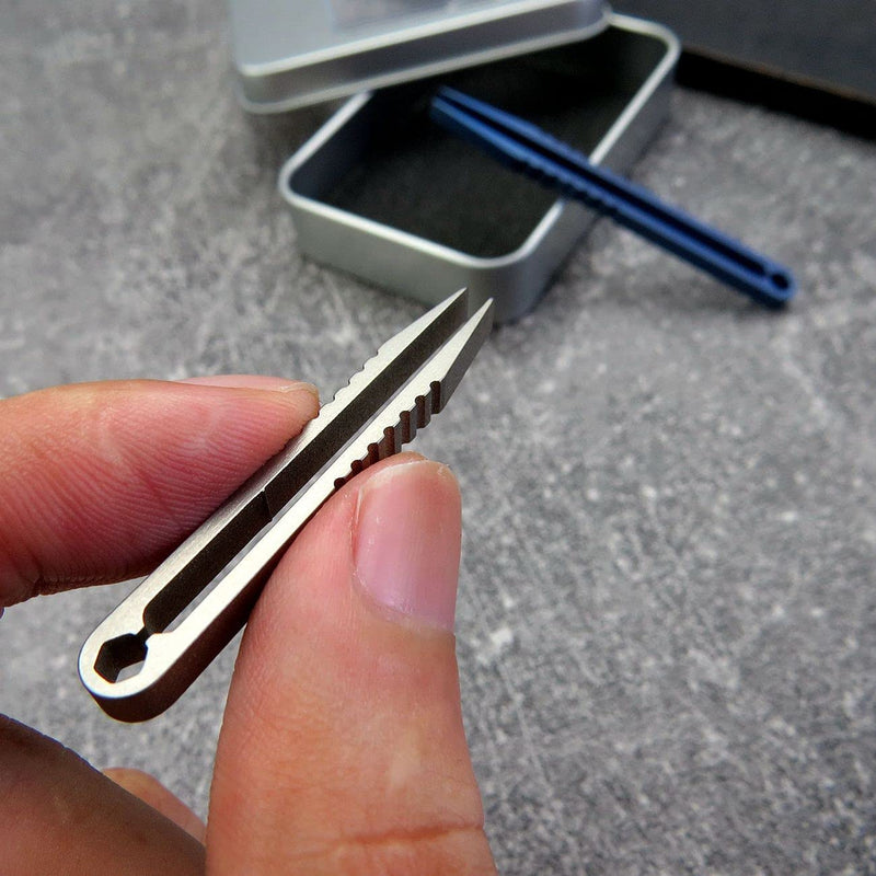 Ccanku 2pcs Mini Tweezers Titanium Portable Titanium Alloy EDC Tweezers Survival Camping Outdoor Travel Mini Tool Blue - BeesActive Australia