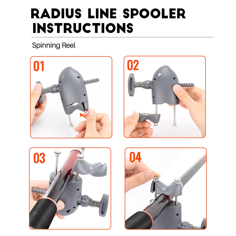 Teamaze Fishing Line Spooler, Fishing Line Spooling Tools for Spinning Reels and Casting Reels, Portable Fish Shape Adjustable Position Line Counter, Grey - BeesActive Australia