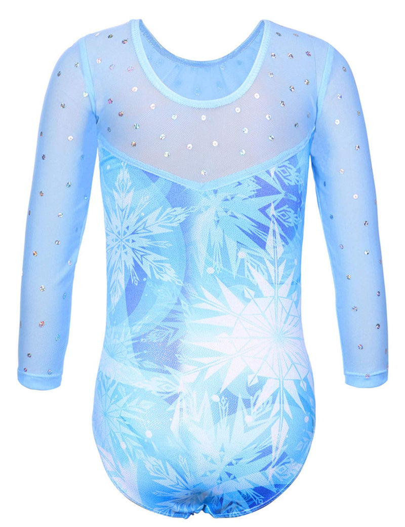 TFJH E Kids Little Girls' One Piece Sparkly Gymnastics Leotard Practice Outfits 3-4Years Bsnow Flake Blue - BeesActive Australia