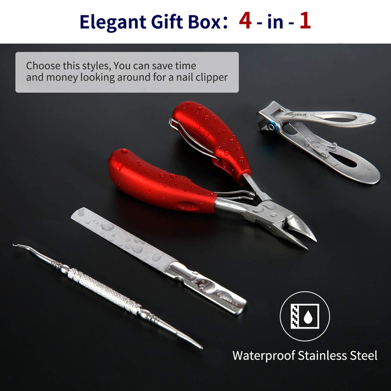 Nail Clippers for Thick Nails,Large Toenail Clippers for Ingrown Toenails or Thick Nails for Men,Women, Seniors,Adults. Professional Stainless Steel Toenail and Fingernail Clippers Set. (Red/Silver) Red/Silver - BeesActive Australia