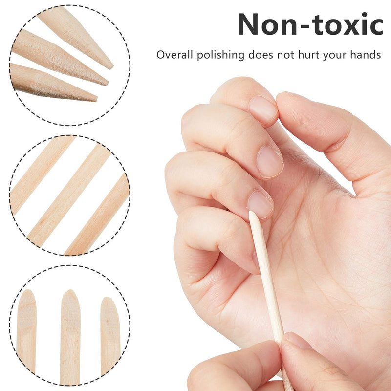 200 Pieces 2.9 Inch Orange Wood Nail Sticks Double Sided Multi-Functional Cuticle Pusher Remover Nail Manicure Sticks for Home and Salon - BeesActive Australia