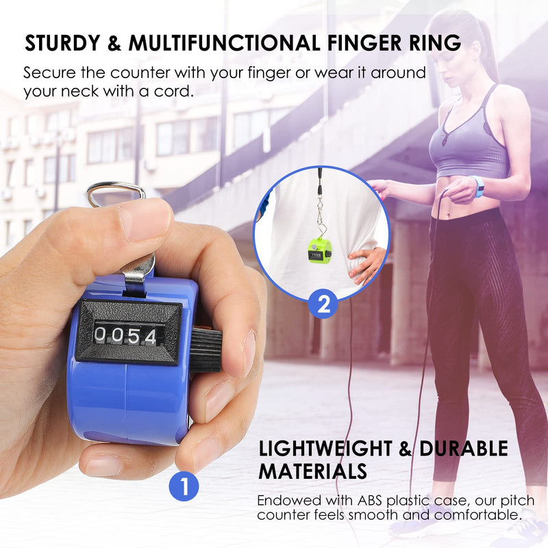 KTRIO Pack of 6 Colors Handheld Tally Counter 4-Digit Number Count Clicker Counter, Hand Mechanical Counters Clickers Pitch Counter for Coaching, Knitting, People, Lap, Fishing, Golf, Toddler & Fidget - BeesActive Australia