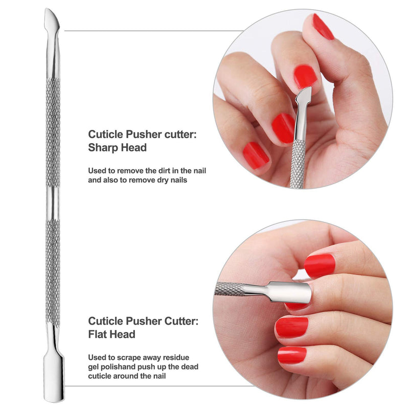 Cuticle Trimmer with Cuticle Pusher -YINYIN Cuticle Remover Cuticle Nippers Professional Stainless Steel Cuticle Pusher and Cutter Clippers Durable Pedicure Manicure Tools for Fingernails and Toenails Silver - BeesActive Australia