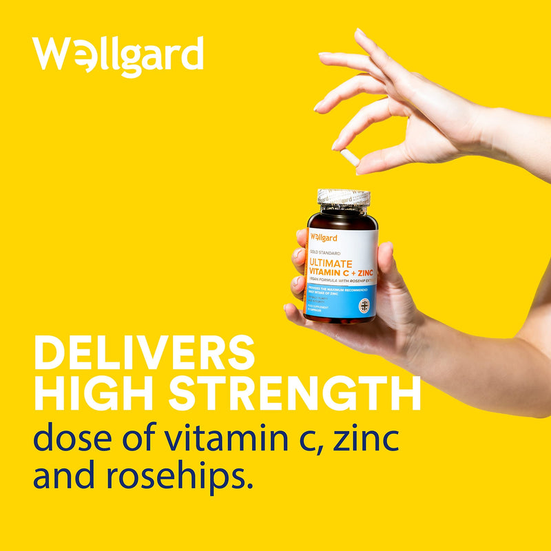 Vegan Vitamin C and Zinc by Wellgard - Maximum Recommended Daily Intake of Zinc, Made in UK - BeesActive Australia