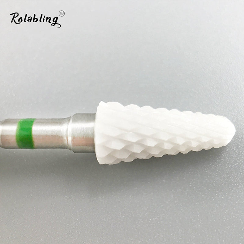 Rolabling Ceramic Nail Drill Bit White Flame Nail Drill Bit for Electric Drill Manicure Machine Nail Salon Tool (Coarse Green) Coarse Green - BeesActive Australia