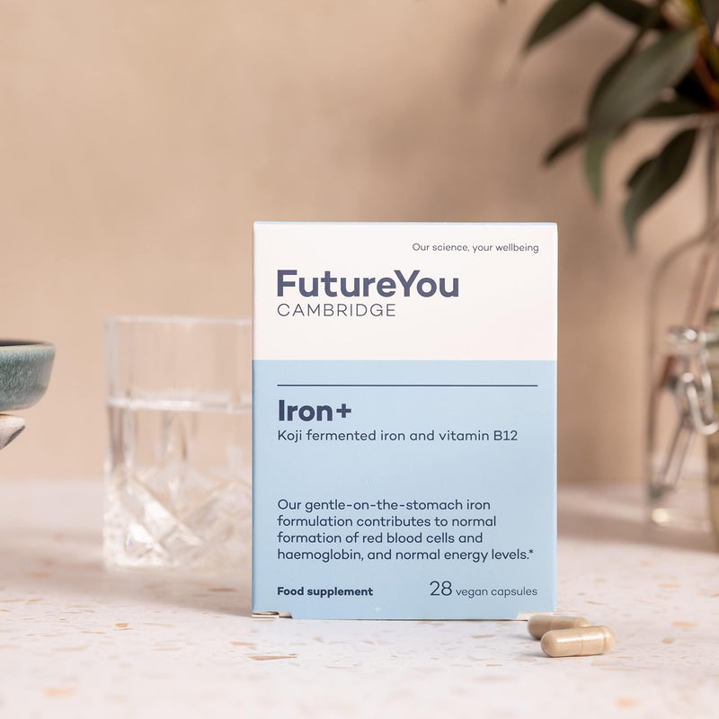 Iron+ with Koji Fermented Iron and Vitamin B12-28 Day Supply - Vegan Suitable Supplement - Developed by FutureYou Cambridge, UK - BeesActive Australia