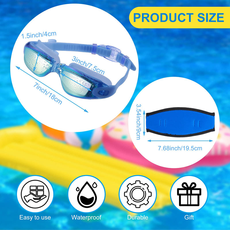 Frienda 2 Pieces Swim Goggles No Leaking Anti Fog Swim Glasses and 2 Pieces Neoprene Swimming Mask Strap Cover Diving Mask Strap Hair Protector Wrap for Men Women - BeesActive Australia