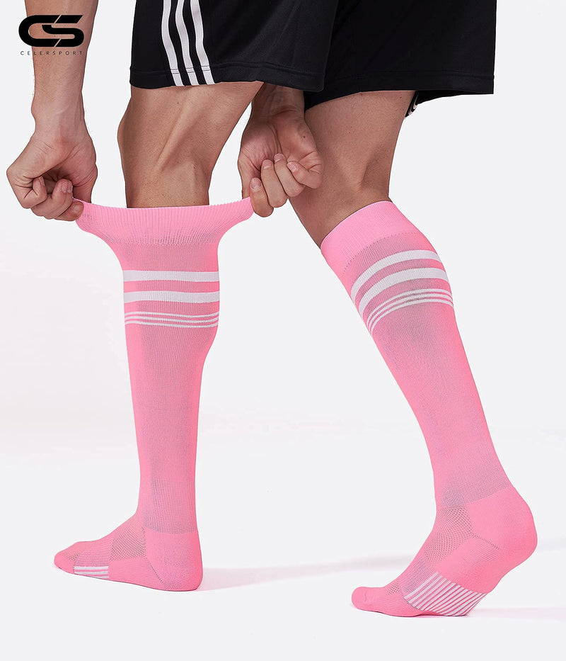 2/3 Pairs Soccer Softball Socks for Youth Kids, Men and Women Multi-sport Socks Pink(2 Pack) Medium - BeesActive Australia