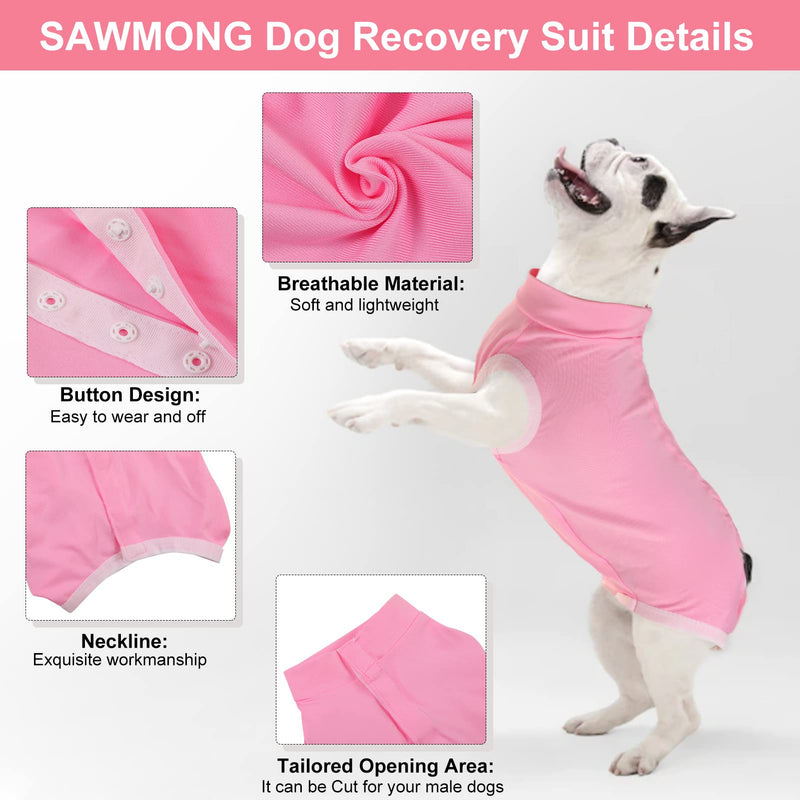 SAWMONG 2 Pack Recovery Suit for Dogs After Surgery, Dog Recovery Suit Dog Spay Surgical Suit for Female Dogs, Dog Onesie Body Suit for Surgery Male Substitute Dog E-Collar Purple Pink (2 Pcs) Medium - BeesActive Australia