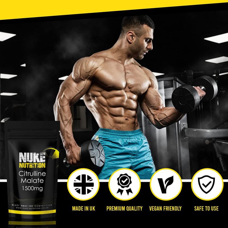 Nuke Nutrition L Citrulline Malate Capsules | 120 Capsules | High Strength 1500mg Dose Supplement | Boost Circulation, Performance & Muscle Recovery | 100% Natural, Preservative & Filler Free | Vegan 120 Count (Pack of 1) - BeesActive Australia