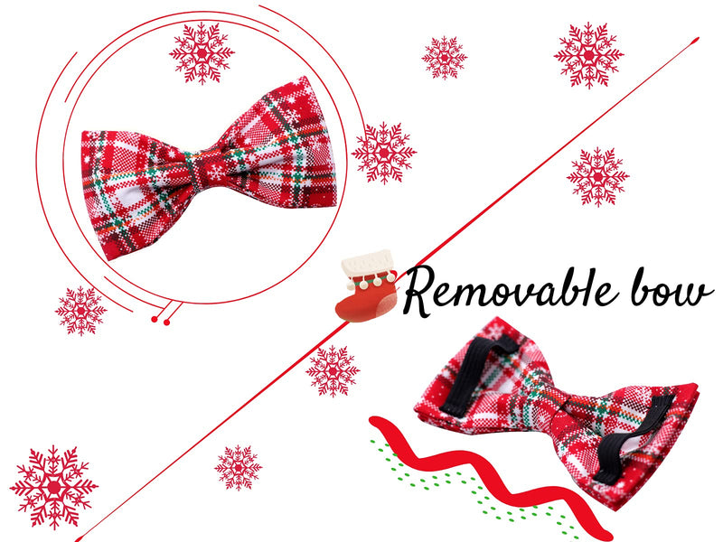 Lionheart glory Dog Collars Adjustable Soft Dog Collars with Bowtie, Pet Collars Bow Tie for X-Small Small Medium Large Dogs Collar&Bow-M A:Christmas Red - BeesActive Australia