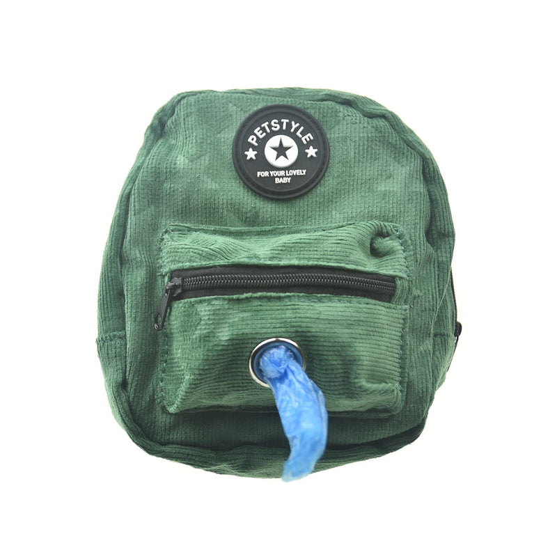 FLAdorepet Dog Backpack Harness with Leash, Dog Poop Bag Dispenser, Pet Self Carrier Adjustable Travel Hiking Walking Harness Backpack for Small Medium Dogs L(Fit:14-22lb) Green - BeesActive Australia