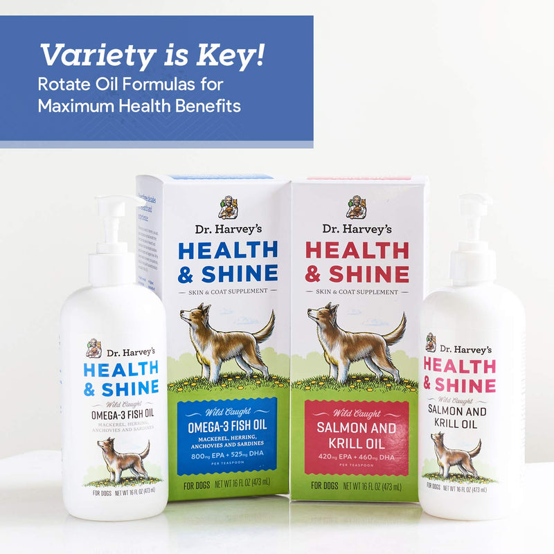 Dr. Harvey's Health & Shine Omega 3 Fish Oil for Dogs from Wild Caught Mackerel, Herring, Anchovies and Sardines - Supports Beautiful Fur, Strong Joints and Itchy Allergy Relief (16 FL OZ) - BeesActive Australia