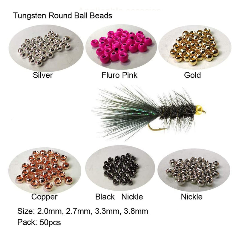 Eupheng 50pc Fly Tying Tungsten Beads Round Ball Beads Fly Tying Materials 7 Colors / 4 Sizes Fly Fishing Nymph Streamer Fluor pink 7/64"(2.7 mm) - BeesActive Australia