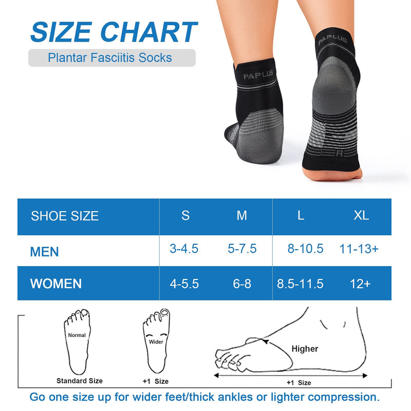 Plantar Fasciitis Sock (6 Pairs) for Men and Women, Compression Foot Sleeves with Arch and Ankle Support (Black, Large) Black(6 Pairs) - BeesActive Australia