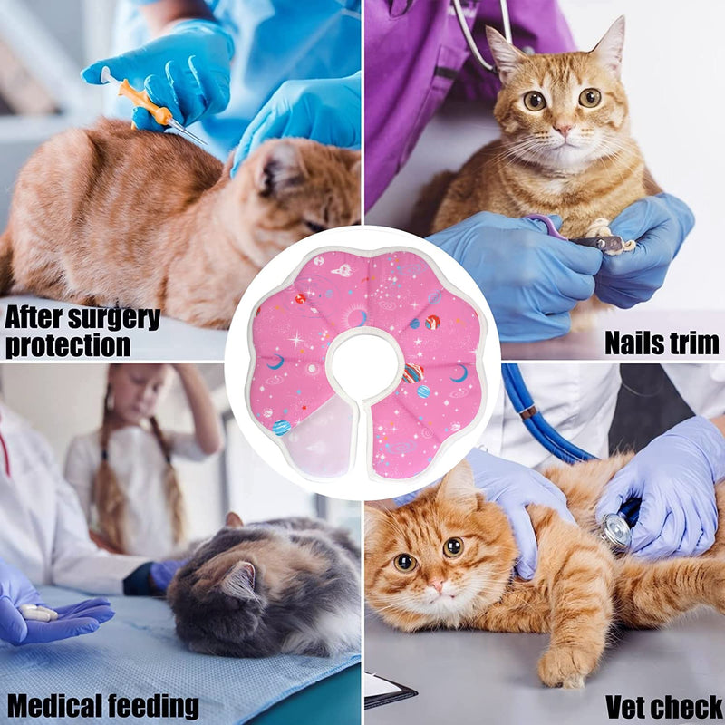 Johoxton Cat Cone Collar Soft Recovery After Surgery Cat Cones to Stop Licking Cat Recovery Collar Cat Donut Collar E Collar for Cats Puppy Dog S Fiber Pink - BeesActive Australia