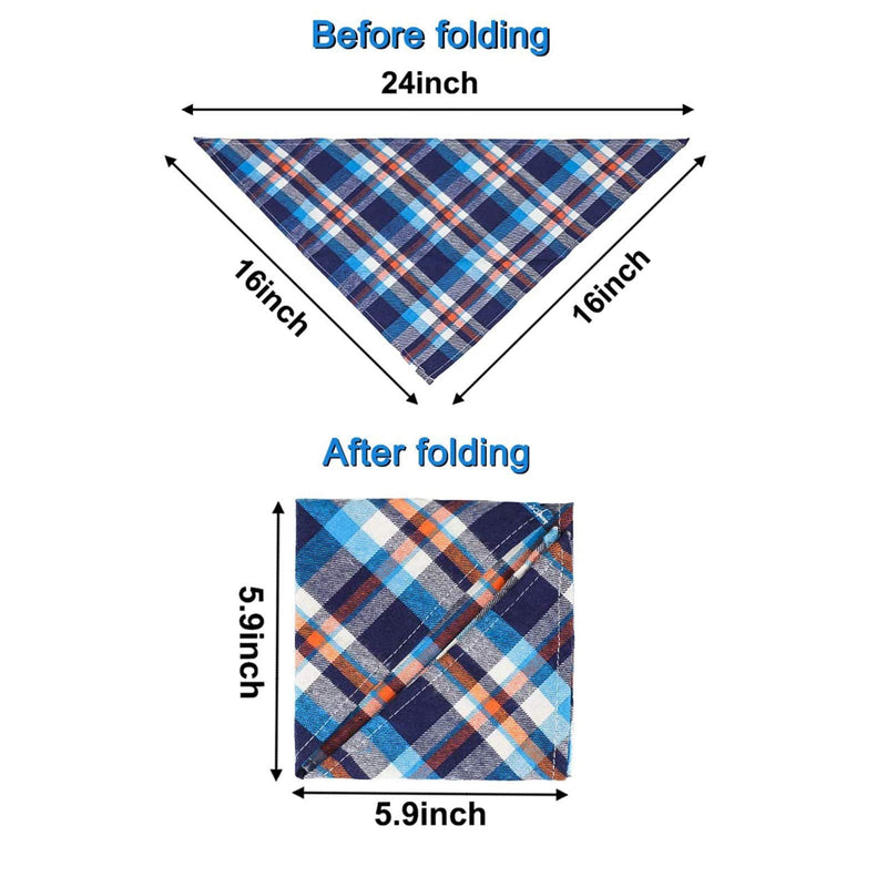 VIPITH 8 Pack Triangle Dog Bandana, Reversible Plaid Painting Bibs Scarf, Washable and Adjustable Kerchief Set for Dogs Cats Pets Multicolor(8 Pack) Medium - BeesActive Australia