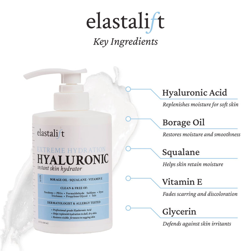 Elastalift Hyaluronic Acid Moisturizer Body Lotion | Anti Aging Skin Care Body Cream & Face Lotion Diminishes Look Of Wrinkles, Sagging Skin, Crepey Skin, Cellulite, Stretch Marks, Dry Skin, 15 Fl Oz 15 Fl Oz (Pack of 1) Hyaluronic Acid Body Lotion - BeesActive Australia
