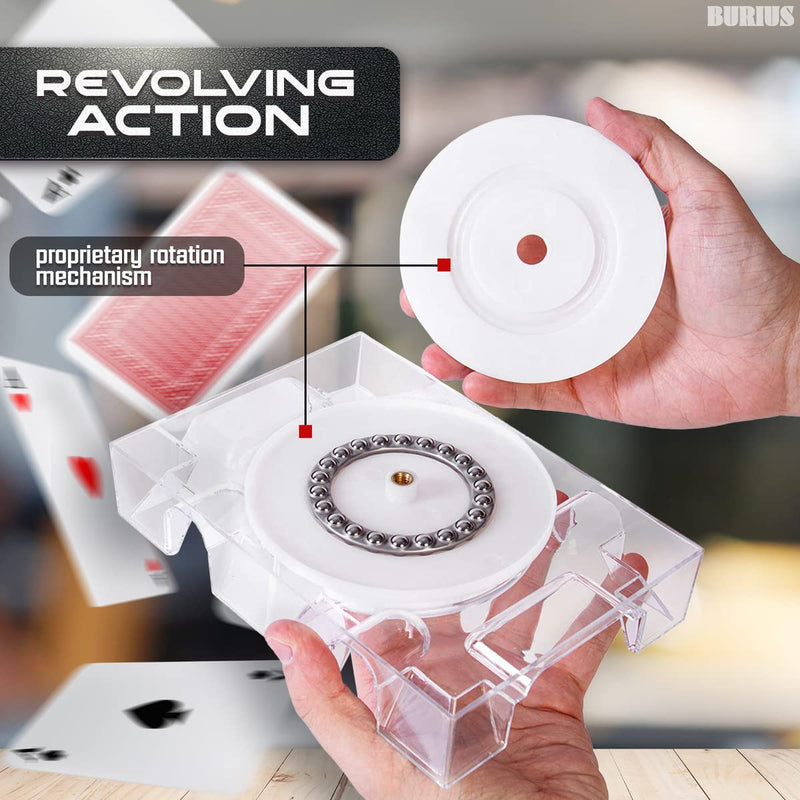 Dual Deck Card Holder Tray - 360 Degree Revolving Card Holder Canasta Cards Holder Playing Card Holder for Kids Plastic Card Holder - BeesActive Australia