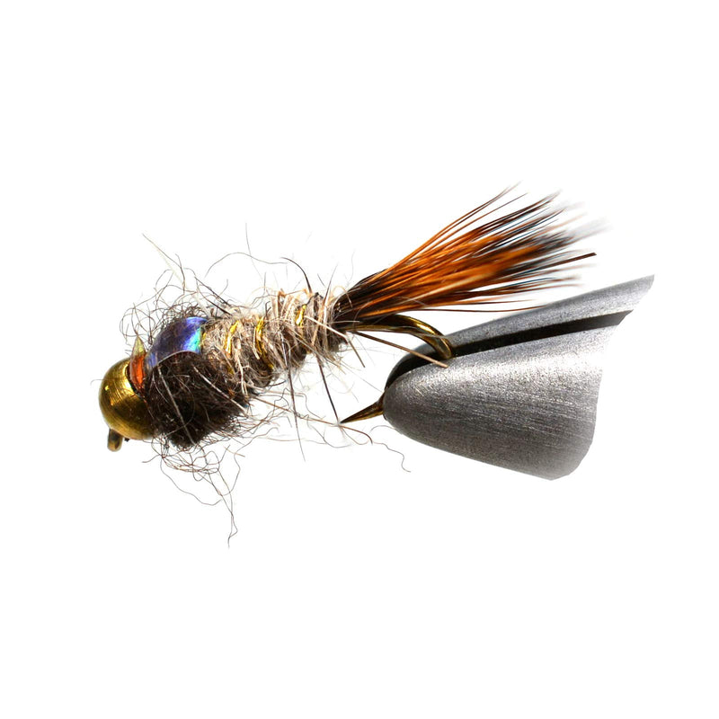 1 Doz - Bead Head Gold Ribbed Hares Ear Flash Back Mayfly Nymph Flies - Mustad Signature Fly Hook Hook #16 - BeesActive Australia