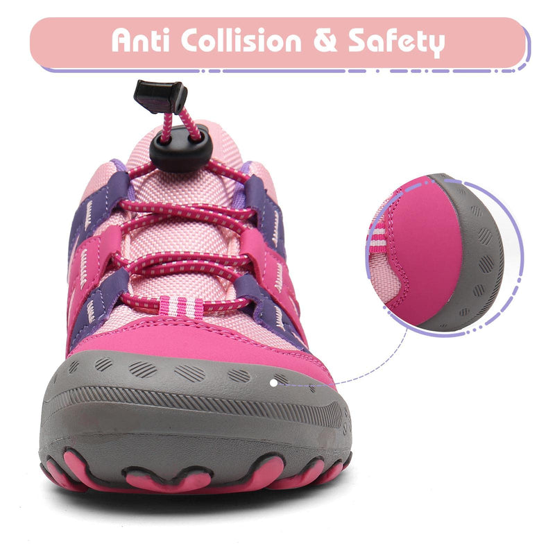 Mishansha Boys Girls Running Shoes Water Resistant Kids Hiking Shoes Outdoor Anti Collision Sport Sneakers 10 Toddler Pink - BeesActive Australia