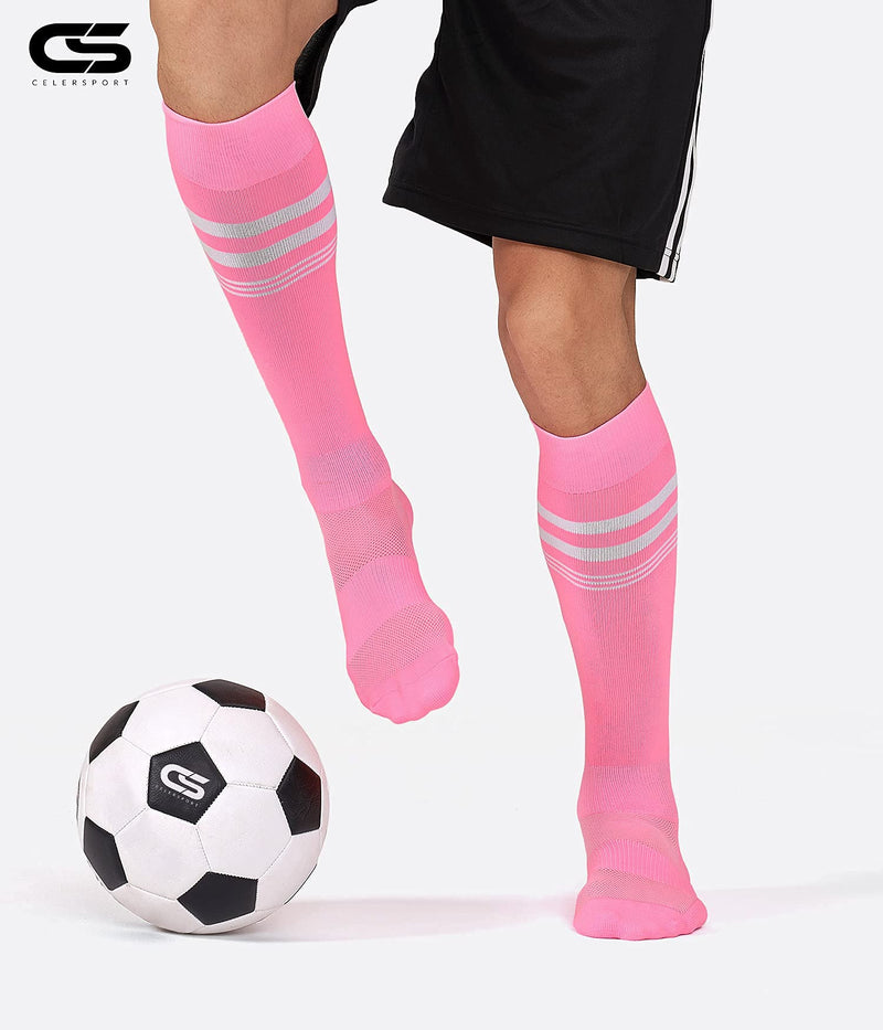 2/3 Pairs Soccer Softball Socks for Youth Kids, Men and Women Multi-sport Socks Pink(2 Pack) Medium - BeesActive Australia