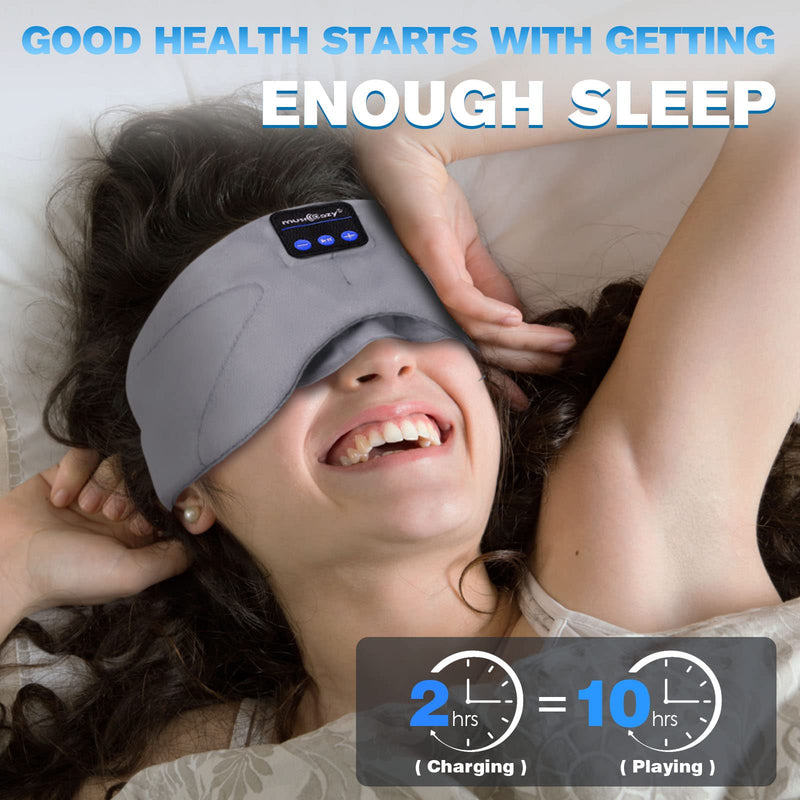 Sleep Headphones Bluetooth Eye Mask,Wireless Music Sleep Mask Ultra-Soft Sleeping Headphone Comfy & Washable Perfect for Side Sleepers/Office/Travel,Birthday for Men Women Grey - BeesActive Australia