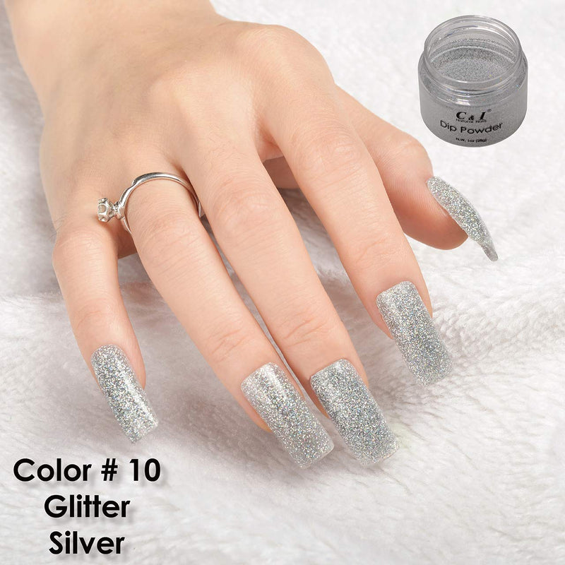 C & I Dipping Powder Color No.010 Glitter Silver Pearl Shine Color System - BeesActive Australia