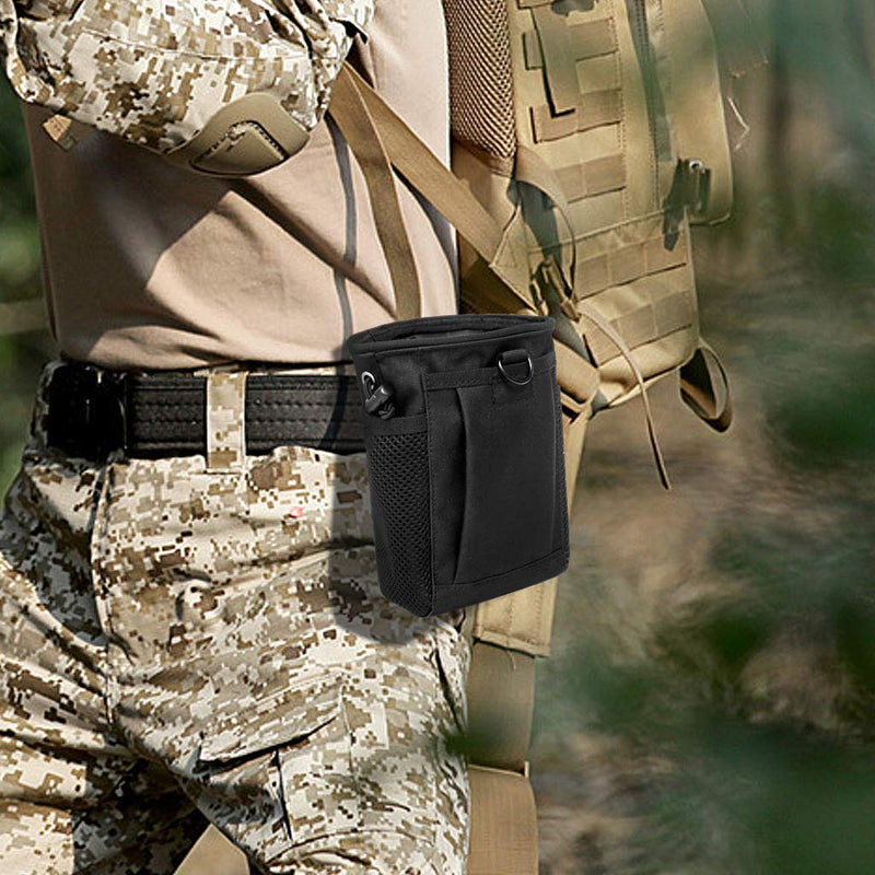 [AUSTRALIA] - Tactical Molle Drawstring Magazine Dump Pouch, Adjustable Military Utility Belt Fanny Hip Holster Bag Outdoor Ammo Pouch Black 
