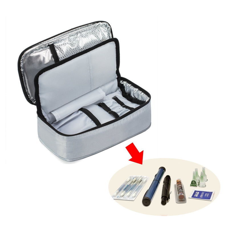 ALLCAMP Large Insulin Cool Bag Diabetic Organizer Portable Medical Travel Cooler Case+ 4 Ice Packs Gray - BeesActive Australia