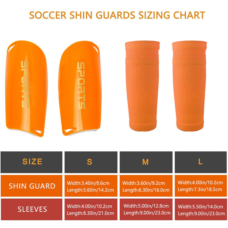 Soccer Shin Guards for Kids Youth, Shin Guard and Shin Guard Sleeves for Boys and Girls for Football Games EVA Cushion Protection Reduce Shocks and Injuries A-Orange Small - BeesActive Australia