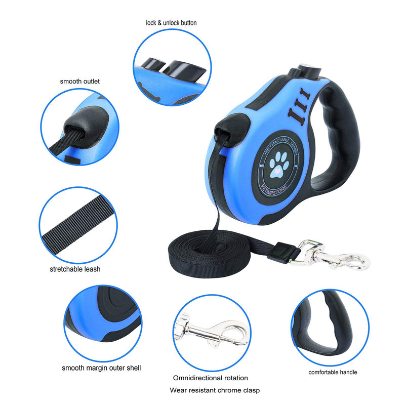 PETIMP STORE Retractable Dog Leash 16ft with Dog Waste Bag Dispenser Dog Bowl for Small Medium Dog - BeesActive Australia