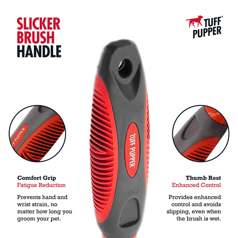 Tuff Pupper Slicker Dog Brush | Large Comb Head for Large & Medium Dogs | Pet Grooming Brush for Shedding Coat Fur | Gently Remove Tangled, Loose Undercoat and Mats Hair | Pet Grooming Brush Tool - BeesActive Australia