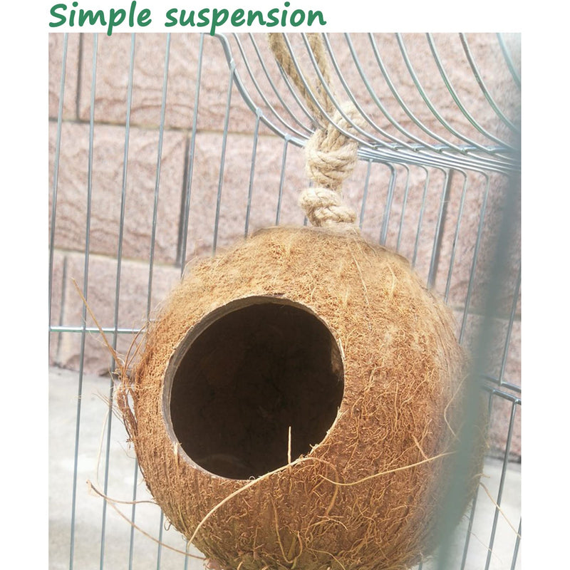 Gecko Coconut Shell Hut,Reptile Hideout Home Nesting House Natural Habitat Decor with Hanging Wooden Ladder for Lizard Gecko Hermit Crab - BeesActive Australia