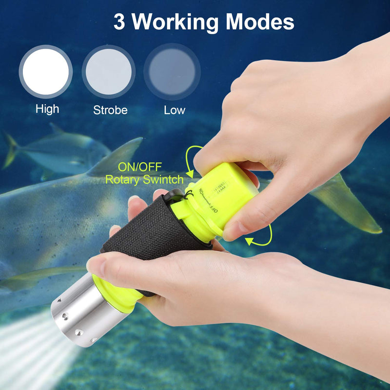 [AUSTRALIA] - Oumers 1100 Lumen CREE XM-L2 Professional Diving Flashlight, Super Bright LED Diving Light Waterproof Underwater Torch for Scuba Diving and Other Outdoor Activities 