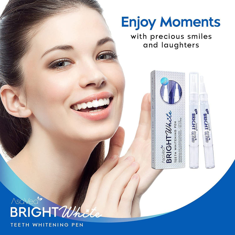 AsaVea Teeth Whitening Pen-2 pens, More Than 20 Uses, Effective, Painless, No Sensitivity, Travel Friendly, Easy to Use, Beautiful White Smile, Natural Mint Flavor - BeesActive Australia