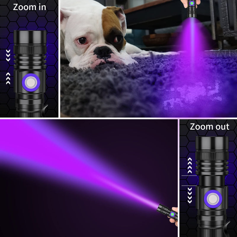 DARKBEAM UV 395nm Flashlight USB Rechargeable, Wood's lamp Black Light, Handheld Ultraviolet LED Portable with Clip, Resin Curing / Spot Scorpions / Fluorescer / Detector for Pet Dog Urine - BeesActive Australia