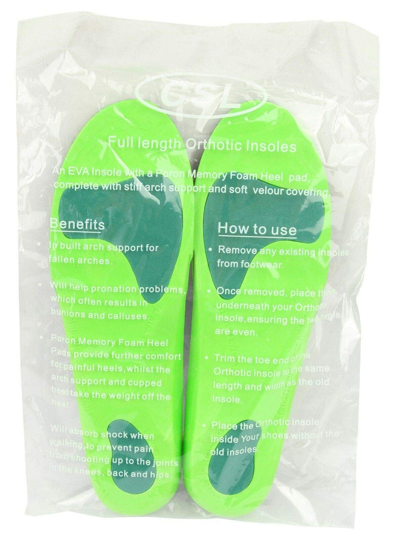 Orthotic Insoles Arch Support Back Heel Pain Treatment of Plantar Fasciitis (9-10.5 UK) 9-10.5 UK - BeesActive Australia