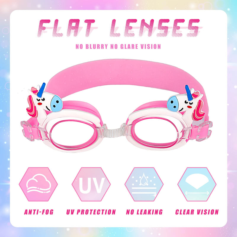 2 Pairs Swim Goggles for Kids, Toddler Swimming Goggles No Leak Anti Fog Toddler Goggles UV Protection Shark Unicorn Swimming Goggles with Ear Plugs for Girls Boys Pool - BeesActive Australia