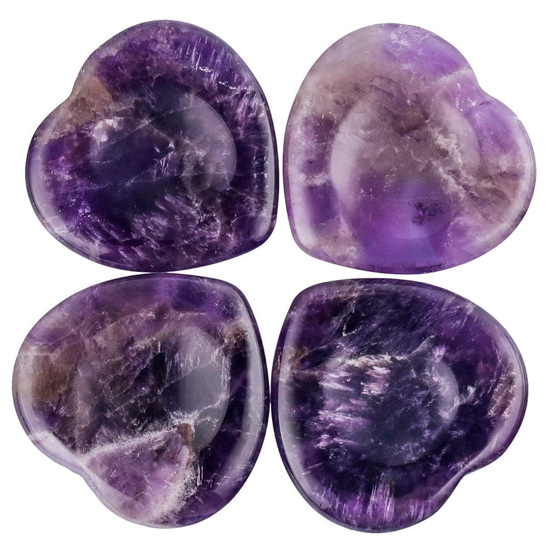 Nupuyai Amethyst Heart Thumb Worry Stone, Healing Crystal Pocket Palm Stone for Anxiety Stress Relief Reiki Therapy #1-purple/Amethyst - BeesActive Australia
