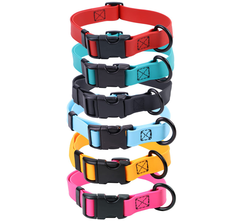 Regal Dog Products Waterproof Dog Collar - Custom Fit Vinyl-Coated Webbing Water Resistant, Double Buckle and D Ring Medium Orange - BeesActive Australia
