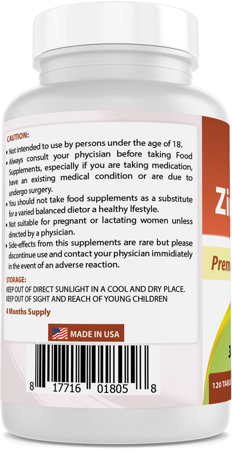 Best Naturals Zinc 30mg Supplements (as Zinc Citrate) - zinc Vitamins for Adults Immune Support - 120 Tablets (120 Count (Pack of 2)) - BeesActive Australia